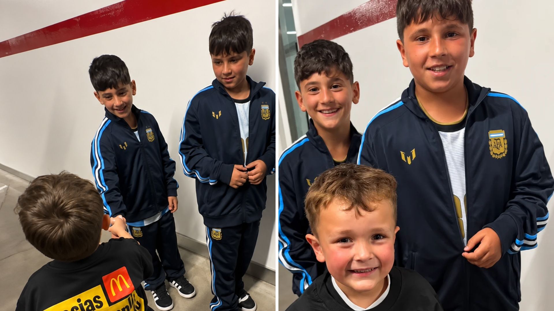 Así fue el tierno encuentro del mini fan de Leo Messi con sus hijos tras su despedida en el Monumental